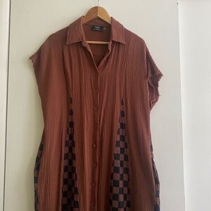Dressed in LaLa California Cool Oversized Maxi Dress in Brown